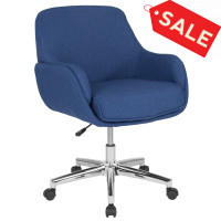Flash Furniture BT-1172-BLU-F-GG Rochelle Home and Office Upholstered Mid-Back Chair in Blue Fabric 